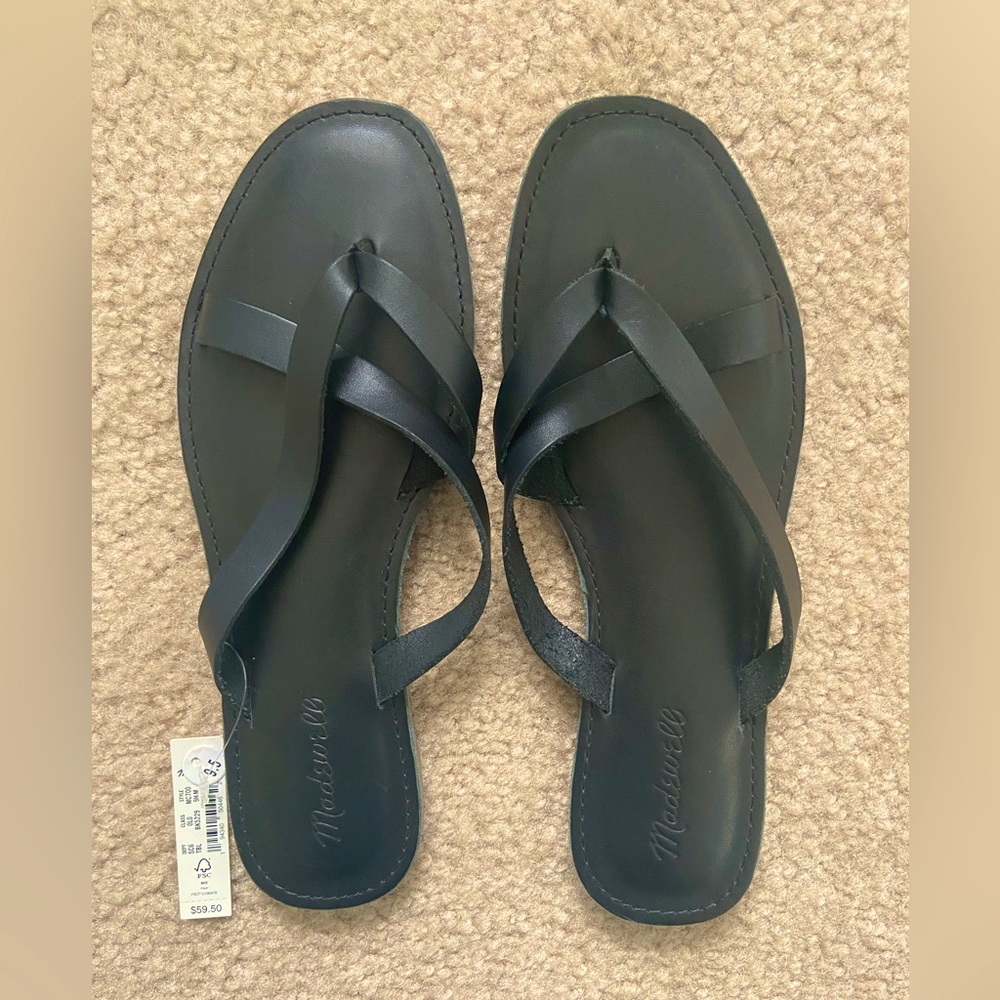New Madewell Boardwalk Sandals In Black Size 9 1/2 Gem